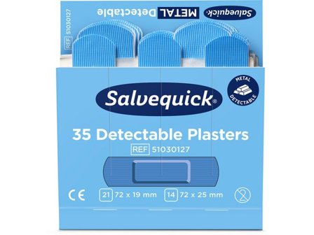Salvequick Plåster refill Detectable blå 35/fp - Lyreco - Skyddsutrustning - Första Hjälpen - Förband och Refill