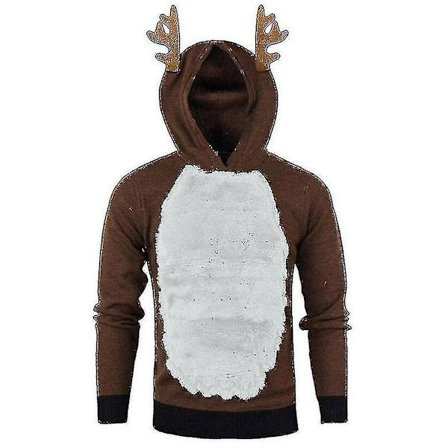 Julegenser for menn Jumper Topper Jul Rudolph Reinsdyr Pullover Sweatshirt Kaffe Hvit 2XL