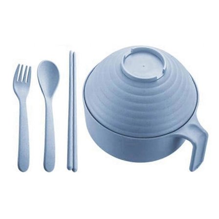 Mikrovågsugn Ramen Skål Set med Ätpinnar - , Mikrovågsugnsbar Nudelkoker med Lock, Idealisk för Studentboenden N