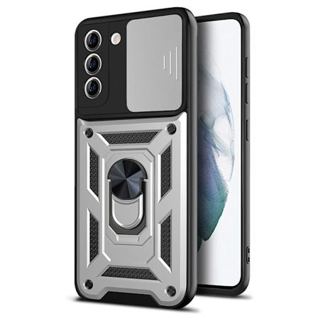 Samsung Galaxy S22 Plus - Stiligt Skyddande Skal med Ringhållare Silver