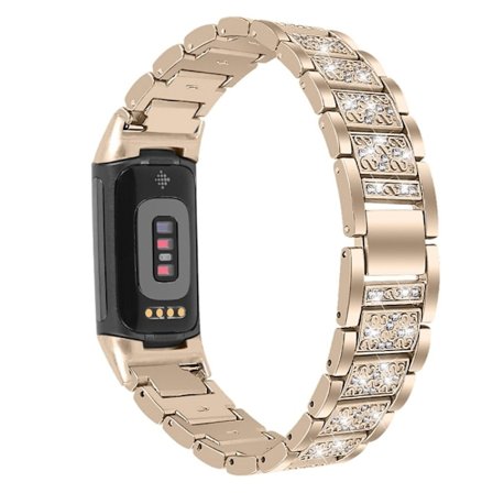 Fitbit Charge 5 bling rhinestone urrem - Retro Guld