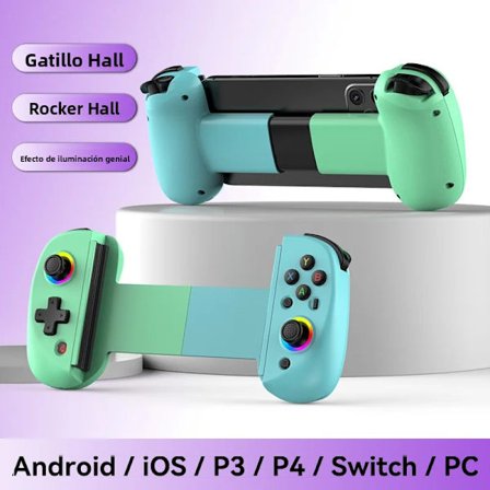D8 Blågrön BSP D8 RGB Trådlös Bluetooth Tablet Controller för Nintendo Switch, Kompatibel med Android och iOS, Ergonomiskt Handtag, Utdragbar