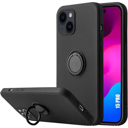 Coque - BOOLING - för iPhone 15 Plus - Rotterande 360° finger ring - Stötsäker - Mjuk