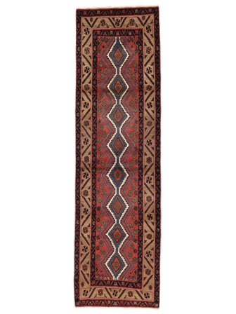 Alfombra Oriental Hamadan 85X302 De Pasillo Negro/Rojo Oscuro (Lana, Persia)