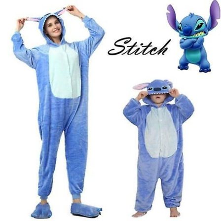 IC Blå Barn Stitch Tegnefilm Dyr Pyjamas Sov Tøj Fest Cosplay Kostume Kostume V 3-4 År