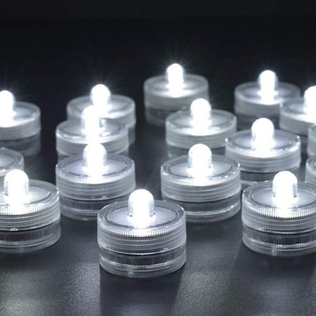 LED Värmeljus Flamlösa Vattentäta Batteridrivna Undervattenslampor för Vas Damm Bröllop Halloween Juldekoration