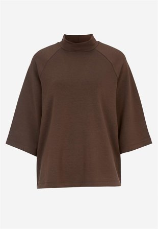Soyaconcept - Supermyk jerseytopp med halvpolo i brun for damer i størrelse S (38) - Cellbes