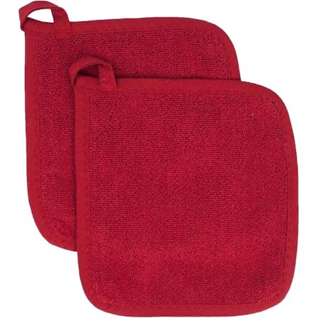 Sett med grytekluter i bomulls-frotté, kjøkkenvarmeputer, 2-pakning (paprika
