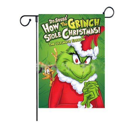 Grinch Christmas Garden Flagga anner Dekor för Winter Farm Yard