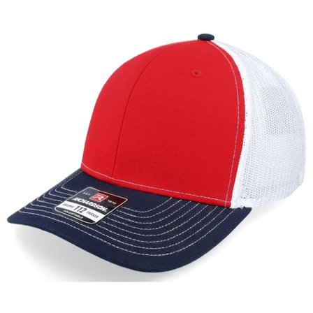 Richardson - Röd trucker Keps - 112 Tri Red/White/Navy Trucker @ Hatstore