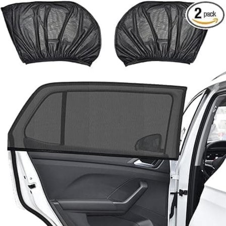 OBOSOE 2 stk. Bilvindue solskærmsgardin Anti-UV Anti-Myggenet til de fleste biler, Privatlivsbeskyttelse, Bagrude