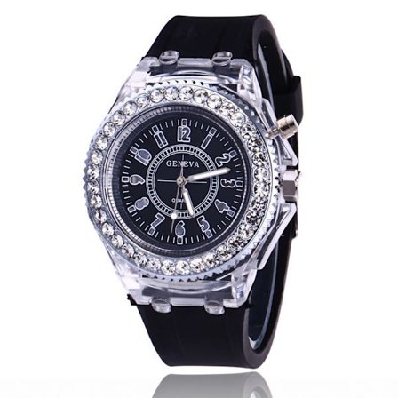 Rhinestone LED Luminous Watch, Sports Digital Clock