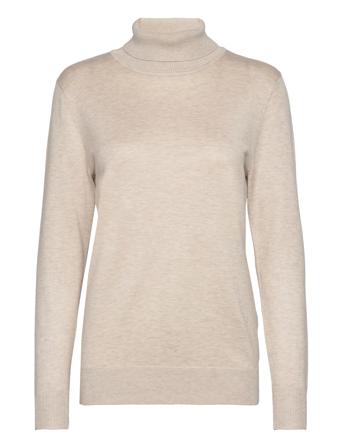 Pullover-Knit Light Høyhalset Pologenser Beige Brandtex*Betinget Tilbud