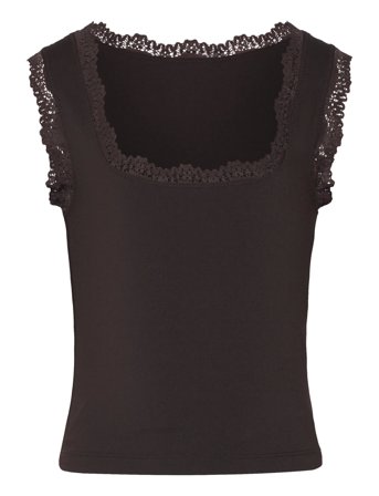 Rkbillie Sl Square Lace Top Brown Rosemunde Kids