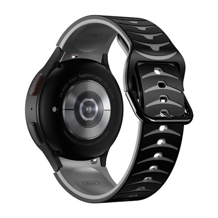 Samsung Galaxy Watch 5 / 5 Pro / 4 klockarmband i silikon med böjd linje - Svart / Grå