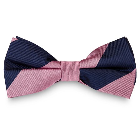 Pink & Navy Stripe Silk Pre-Tied Bow Tie for Men - Pre-tied bow ties