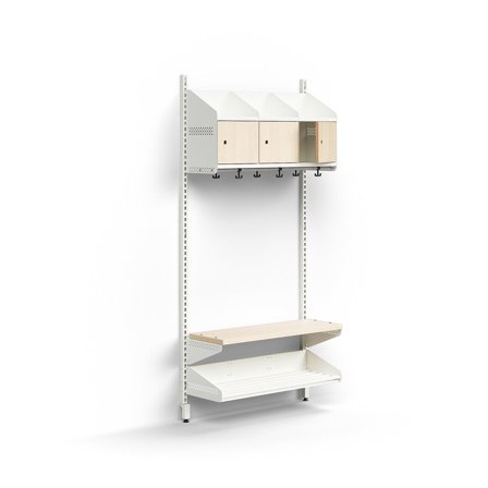 Garderobenschrank ENTRY, Grundmodul, wandhängend, 1800 x 900 x 300 mm, weiß/Birke