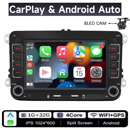 2Din Android bilradio kompatibel med Volkswagen Golf 5/6, Polo, Passat B6/B7, CC og Skoda Jetta; understøtter CarPlay multimedia, WiFi