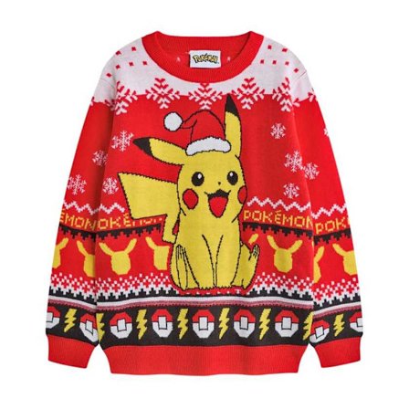Pokemon Pojkar Pikachu Jultröja 11-12 År Röd Enfärgad