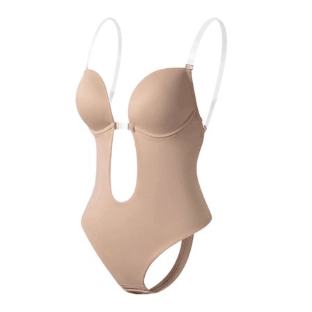 Rygglös Body för Kvinnor Djup V-ringad Body för Figurformning för Bröllop