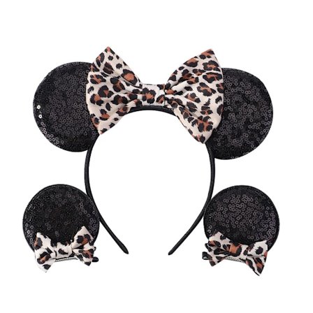 Museører, Sequin Leopard Museører Pandebånd til Drenge Piger Kvinder Halloween & Disney Tur (baowen)