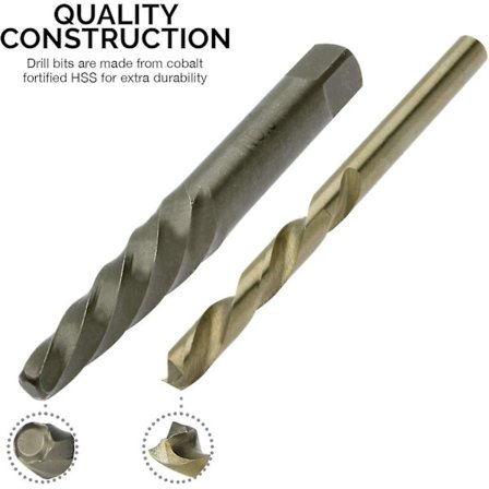 Skrueuttrekker og venstrehåndsboresett | 10 deler, Kobolt HSS M2 stålbor