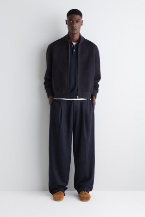 COS Men's Double Faced Wool Bomber Jacket in Blue