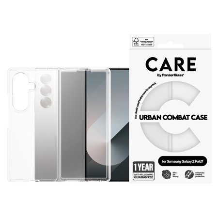 PanzerGlass CARE Galaxy Z Fold7 Urban Combat deksel (gjennomsiktig) Klar ramme, resirkulert plast, Slim