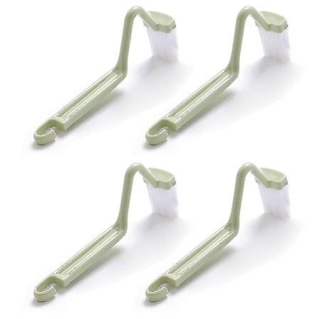 Böjd toalettborste V-typ plast toalett hörn fälg rengöringsborste toalett kantborste (4 st-grön)