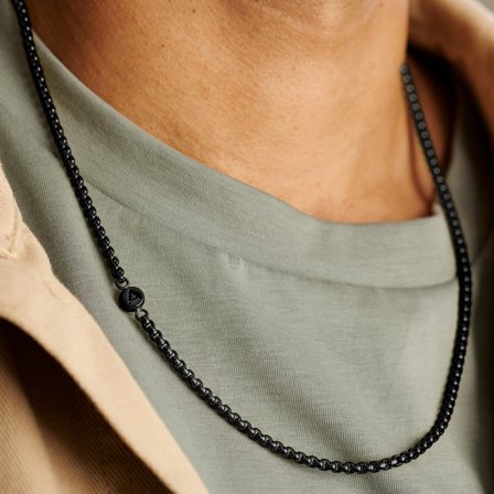 Rico Black Box Chain Necklace for Men - Steel necklaces