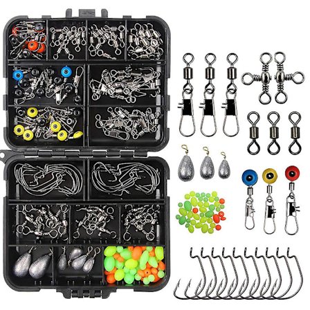 160 st Fisketillbehör Set Jig Krokar Pärlor Sänken Vikter Swivels Snaps Sliders Kit Fisketillbehör