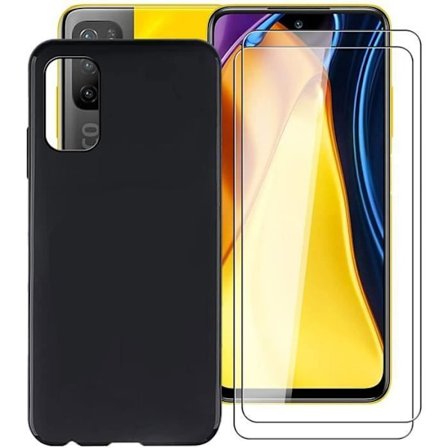 Etui - Xiaomi - Poco M3 Pro 5G / Redmi Note 10 5G - Blød TPU - Skærmbeskytter af hærdet glas