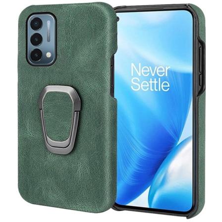 Stötsäkert läderfodral med oval kickstand för OnePlus Nord N200 5G - Grön Grön