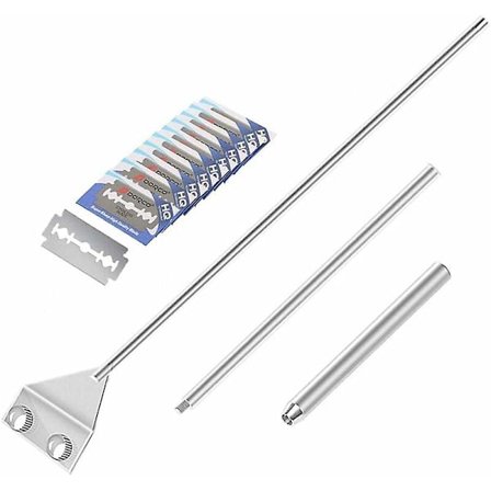 Algeraspa 65cm Lång, Med Rostfritt Stål Blad, Glasakvarium Rengöringsverktyg, Med 10 Blad