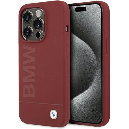 BMW MagSafe-etui i silikon med stor logo for iPhone 15 Pro - rød