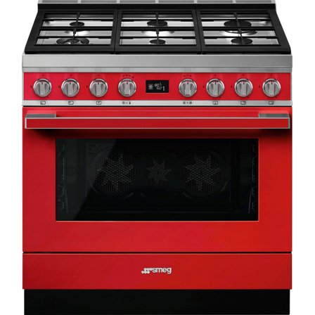 Smeg CPF9GPR Portofino gaskomfur, rød | KitchenOne