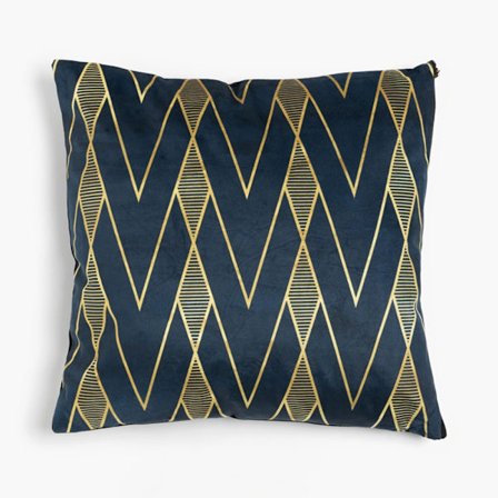 Samettinen Geometrinen Tyyny 45x45cm, Musta/Kulta