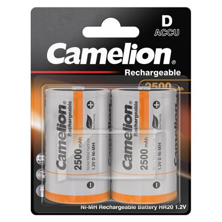 Camelion Ni-MH HR20 D oppladbare batterier 2500mAh 1,2V 2-pk