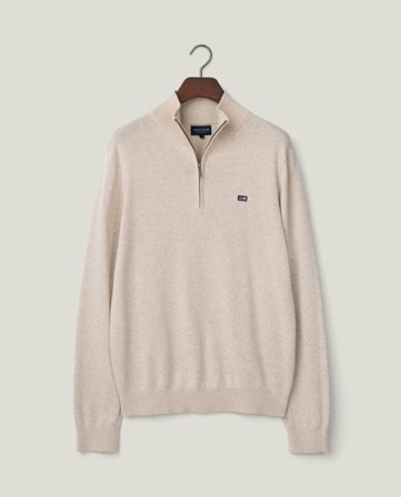 Lexington Cotton half-zip sweater, beige