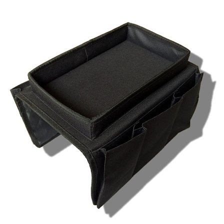 Sofa Armlæn - Sofa Bakke Foldbar Arm Opbevaringsholder Bord Oxkompatibelt Klud Sidelommer kompatibel Sofa (Sort)