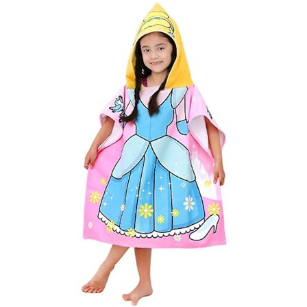 Børneponcho med hætte, strand-/badehåndklæde til badning, svømmehal, til drenge og piger