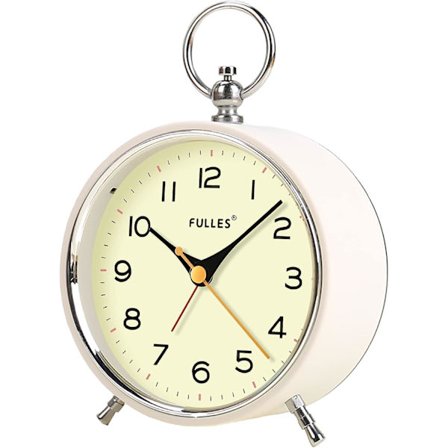 SAYTAY Analog Alarm Clock Non Ticking med nattlys Snooze-funksjon Silent Round Retro Batteridrevet Crescendo 4 tommer Liten Enkelt Design Bord