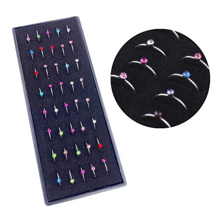 40-pack Fake Piercing Ears Lip Nose Septum Diamond