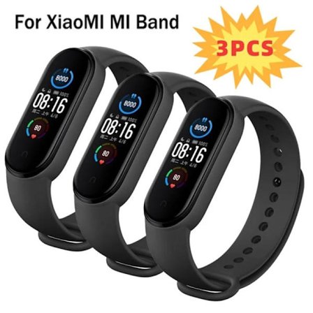3-pakka rannekkeita Mi Band 7 6 5 4 3 -rannekkeelle Xiaomi Mi Band -ranneke silikoni urheilu korvaava ranneke älykellotarvikkeet useita värejä musta 3