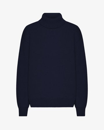 Merino Wool Turtleneck - Navy Blue
