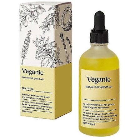 Veganic Naturlig Hårvækstolie, Veganic Hårvækstolie, Veganic Hårolie til Tørt Skadet Hår, Rosmarinolie til Tyndt Hår_Gave