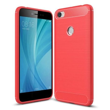 Skyddsskal - Xiaomi - Redmi Note 5A - Silikon TPU - Kolfiber - Röd