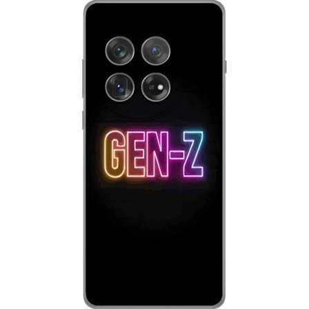 Kompatibel Mobilcover til OnePlus OnePlus 12 Neontekst Gen Z i farverigt lys mod en mørk baggrund i moderne digital stil