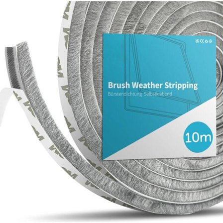 Harjatiivistelista liukuoville, 10 metriä x 9 mm (L) x 15 mm (S) Ikkunatiiviste erkkerioville Pölytiivis Äänieristävä Eristys (10M)