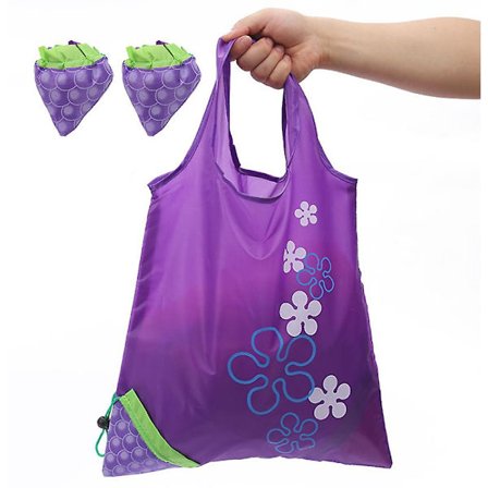 2 stk. Genanvendelige indkøbsposer til dagligvarer (drue)